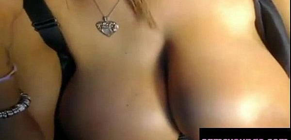  Sexxy Brunette Showing Boobs off